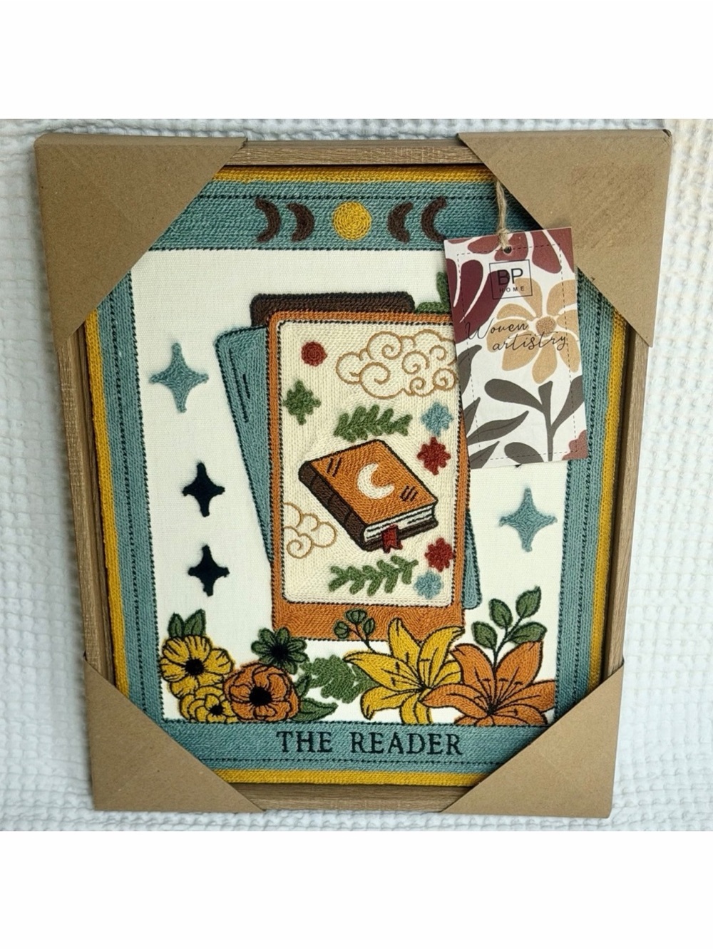 BP Home The Reader Woven Wall Art Textile Embroidered Decor Tarot Card 12x15 New